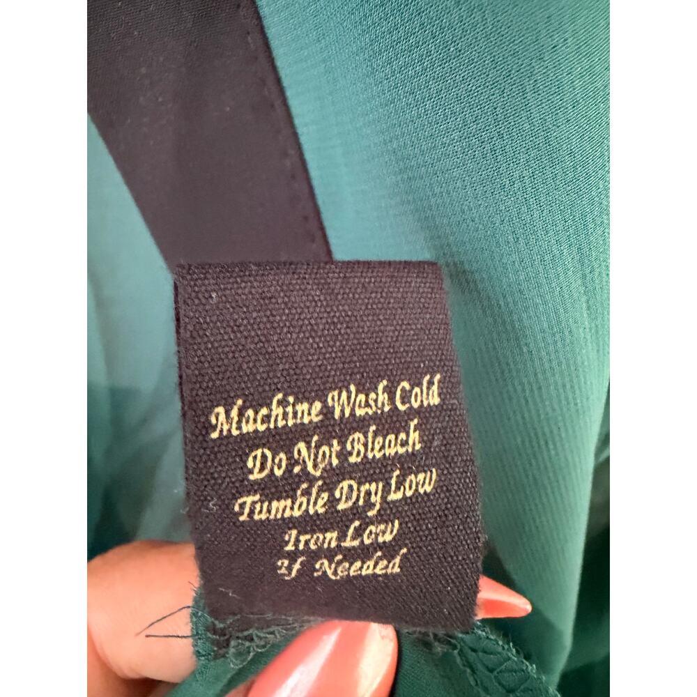 Mine Sheer Green & Black Contrast Button-Up Chiffon Blouse Medium - Picture 7 of 8